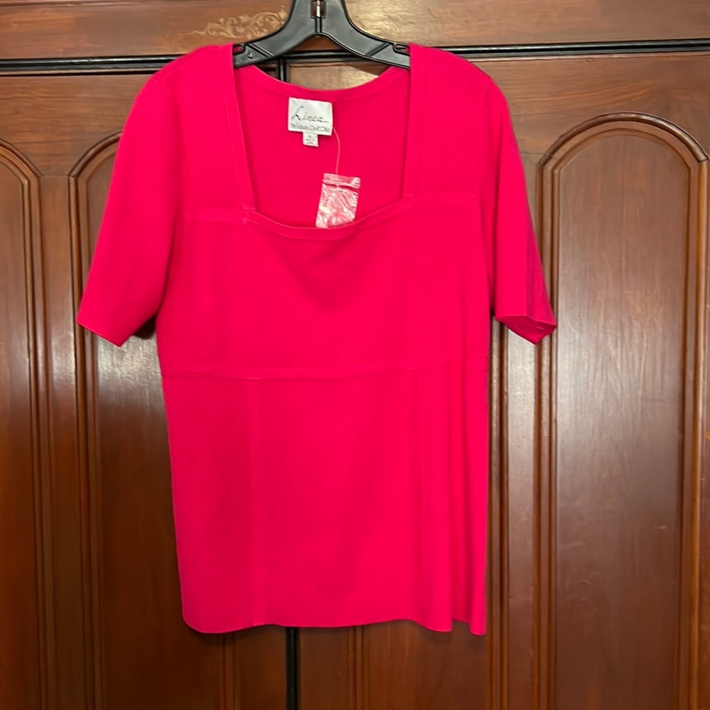 Linea By Louis Dell’Olio Pink Square Cut Neck Sweater Size XL